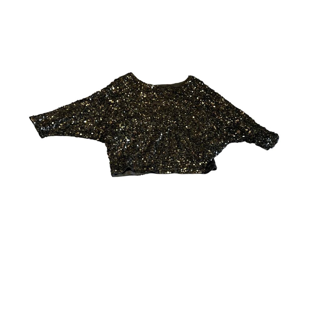 Vince | Bronze Heavily Sequined Batwing Dolman Blouse — Small